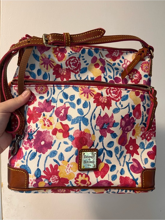 Dooney & Bourke Handbags - Dooney & Bourke Floral Crossbody Bag in Pink, Blue, Yellow and Cream